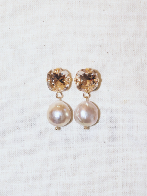 Cecile Crystals and white baroque pearls earrings