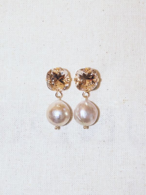 Cecile Crystals and white baroque pearls earrings