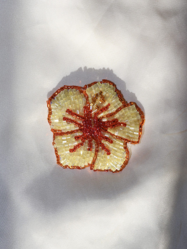 Beaded Yellow Hibiscus Flower