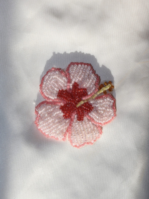 Beaded Pink Hibiscus Flower