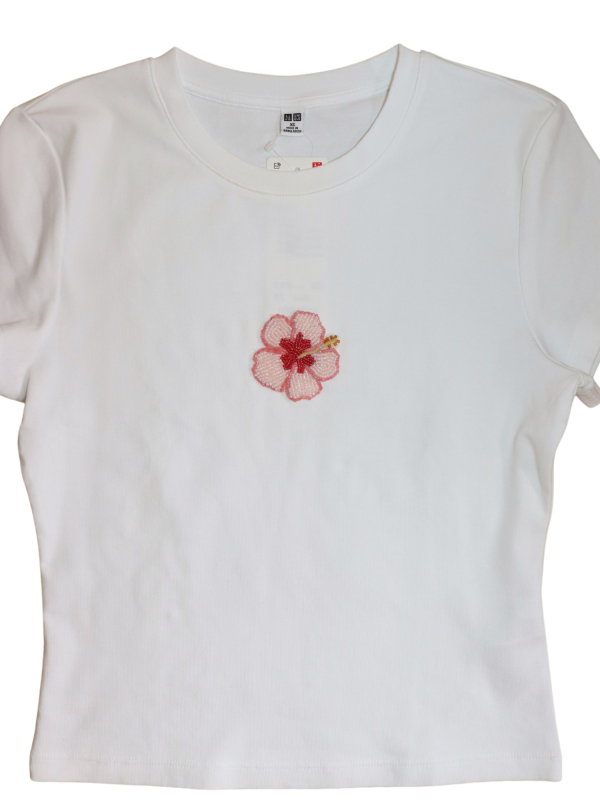 Beaded Pink Hibiscus Flower - Image 3