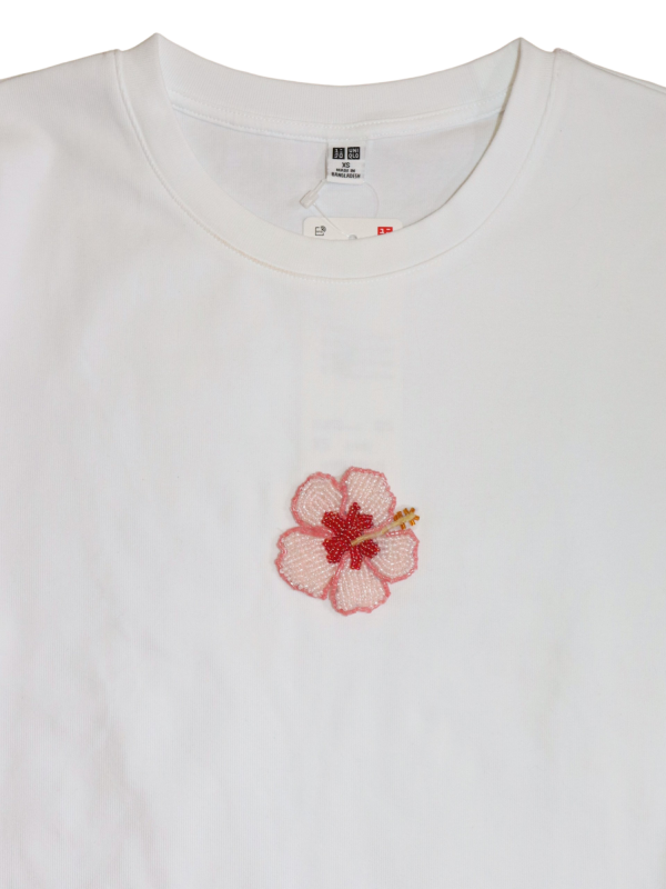 Beaded Pink Hibiscus Flower - Image 2