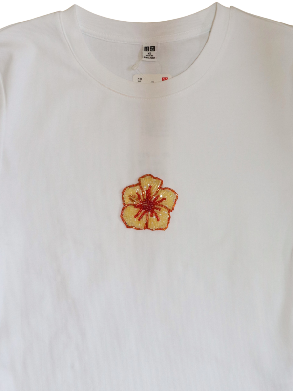 Beaded Yellow Hibiscus Flower - Image 5