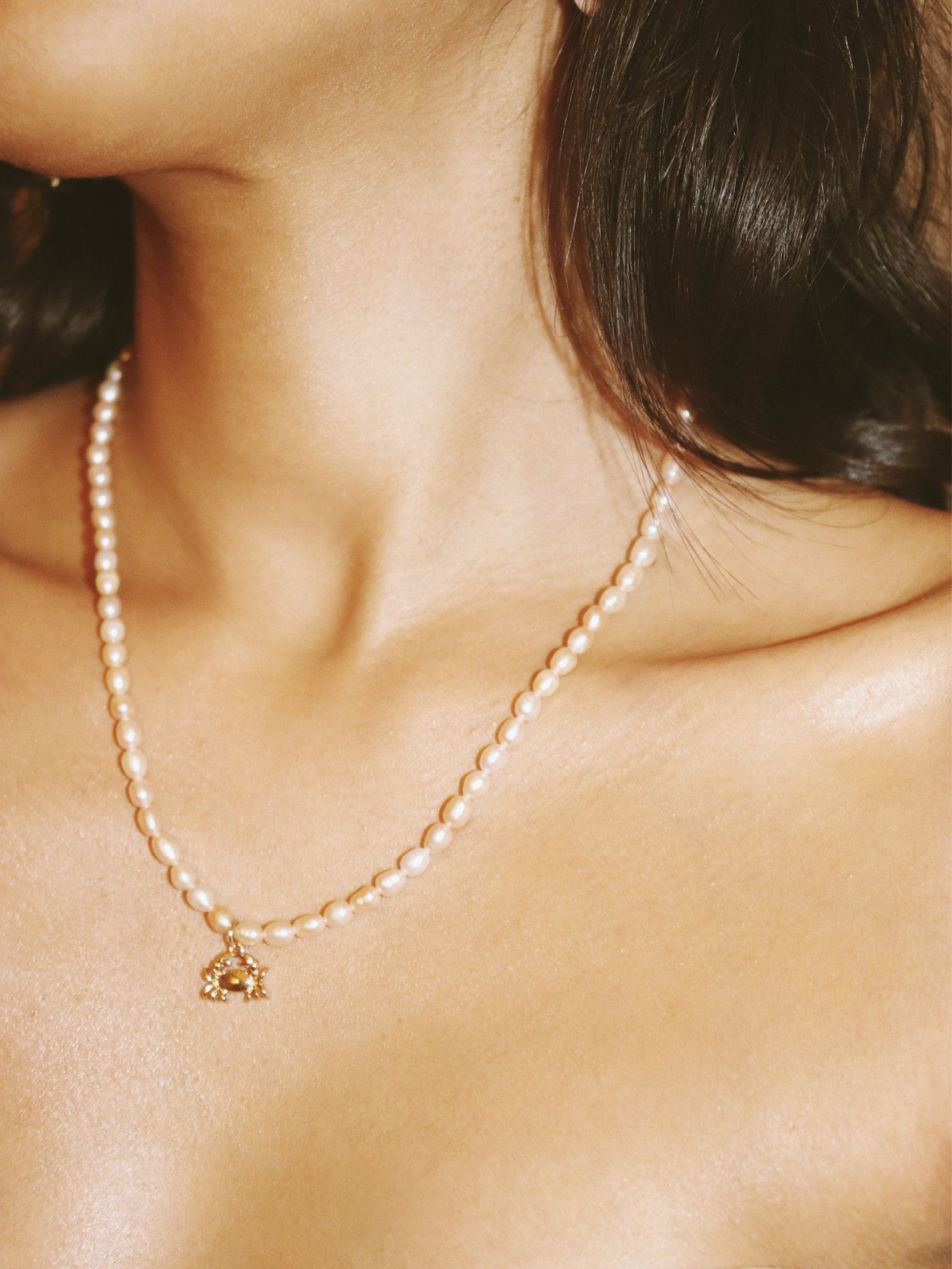 Crab Charm Pearl Necklace