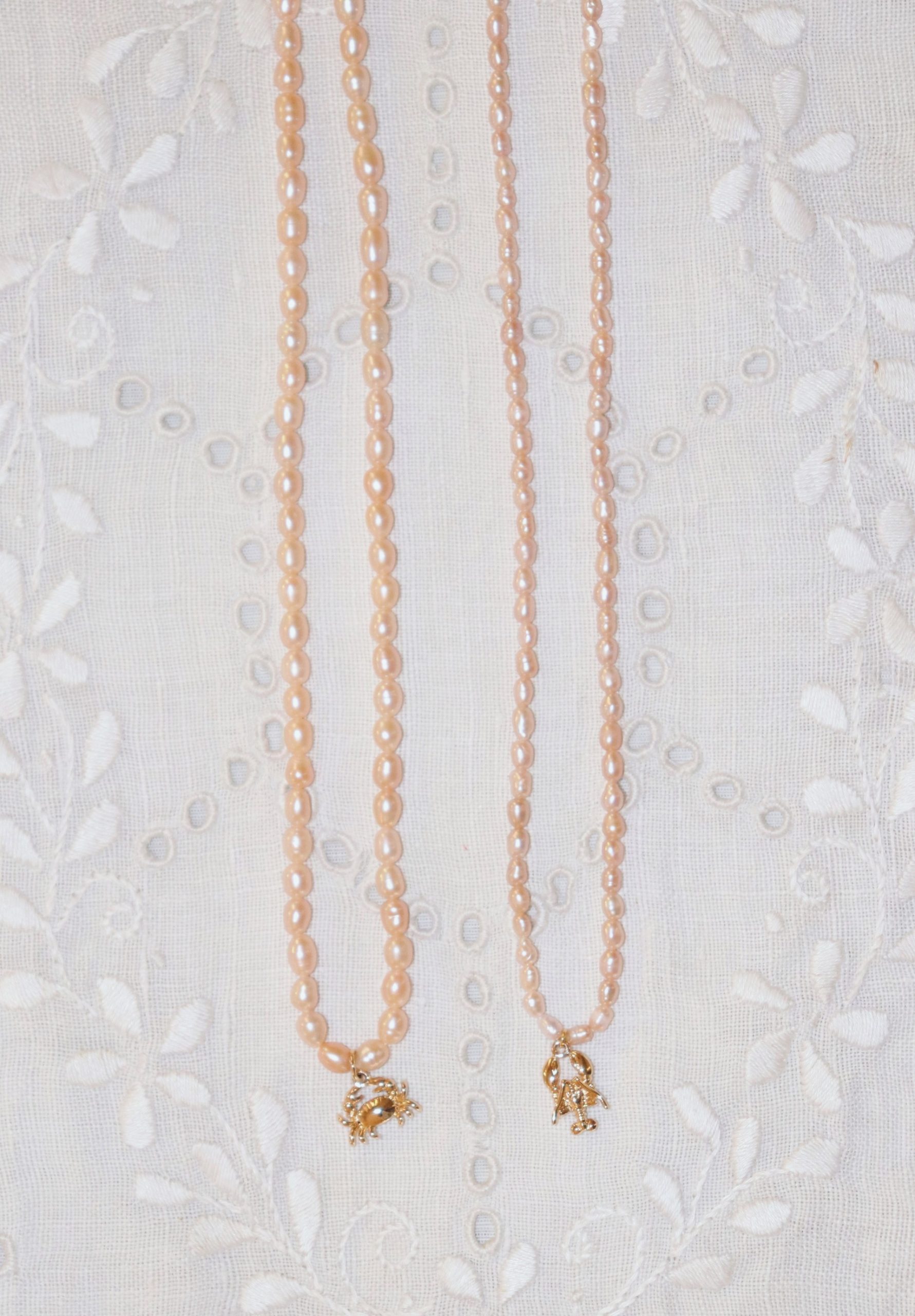 Crab Charm Pearl Necklace - Image 4